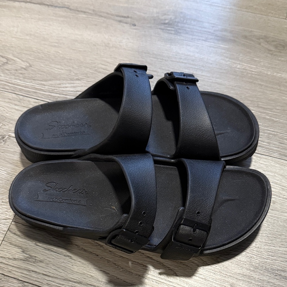 Skechers Black Double-Strap Slides